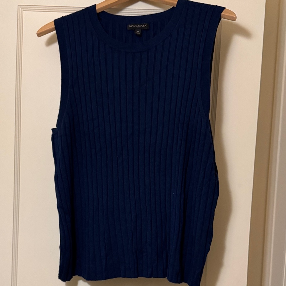 Banana Republic Deep Blue/Teal XL Rayon Spandex Ribbed Knit Top never worn